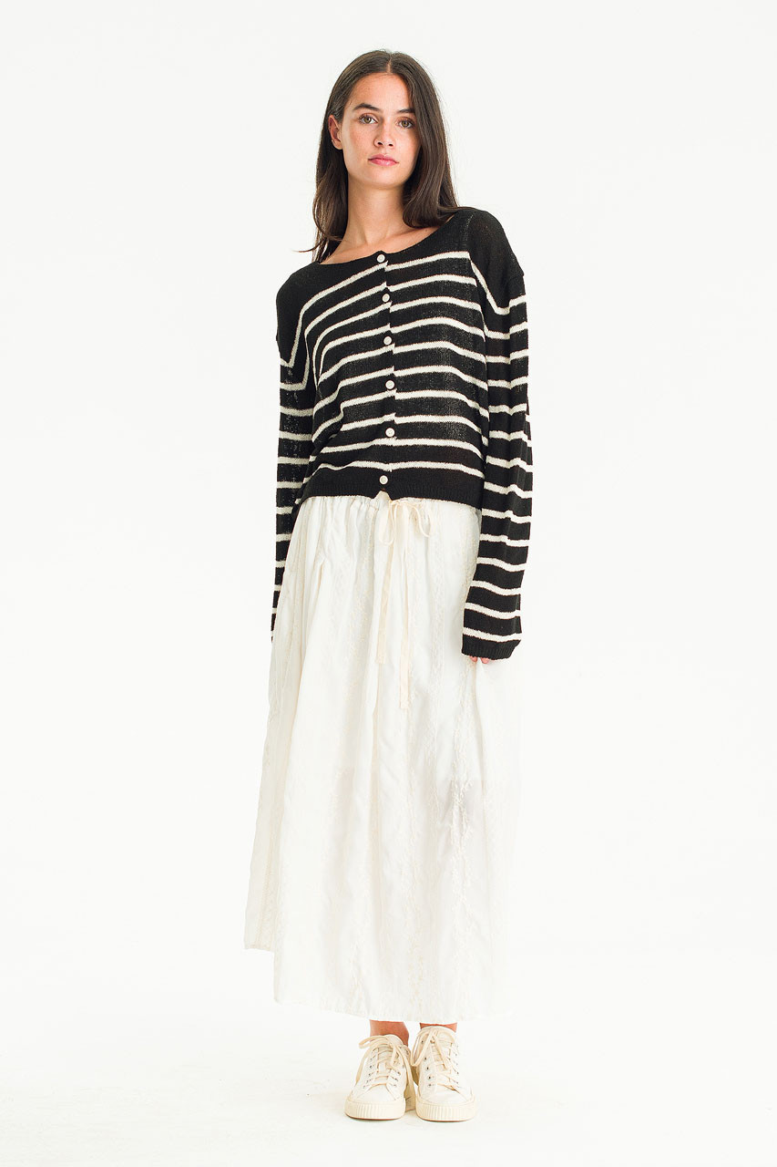 Light Weight Stripe Cardigan, Black