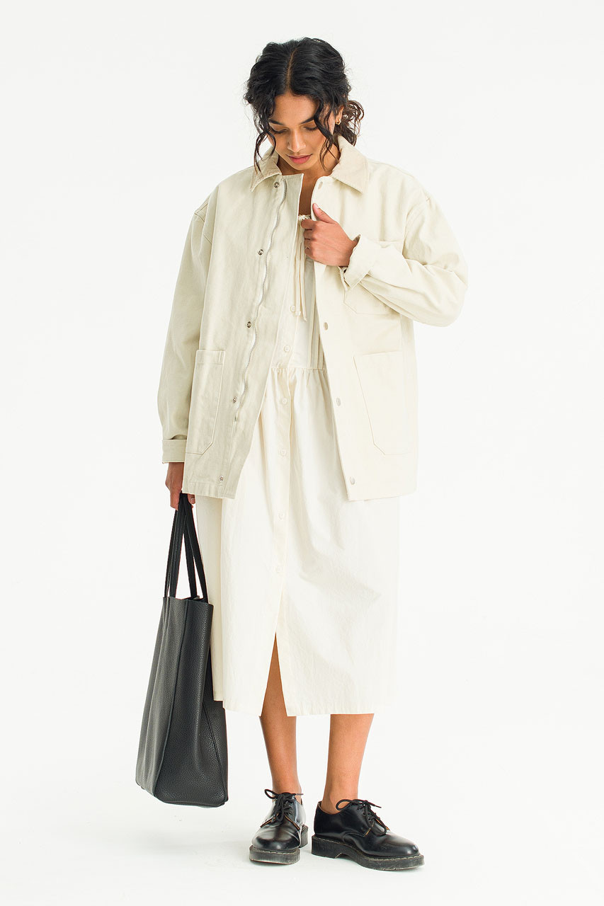 Haru Washed Cotton Jacket, Ivory