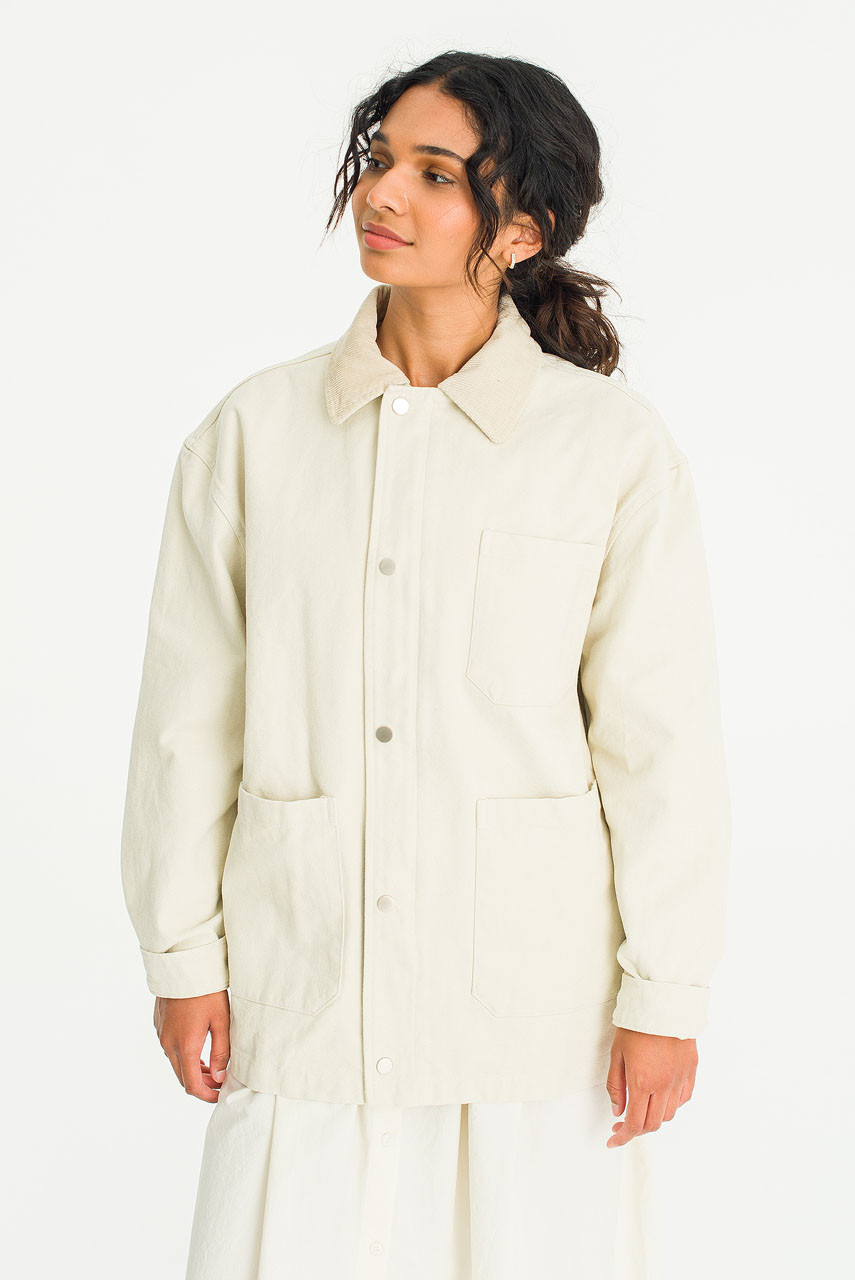 Haru Washed Cotton Jacket, Ivory