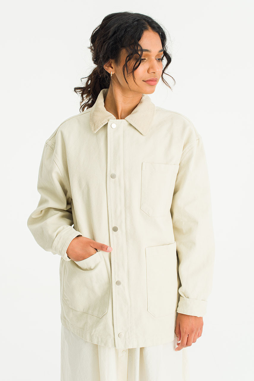 Haru Washed Cotton Jacket, Ivory