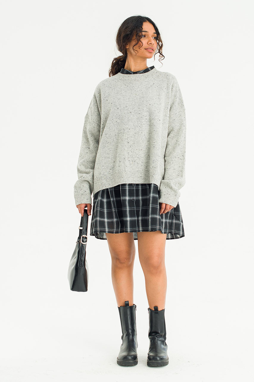 Kaito Check Mini Shirt Dress, Black