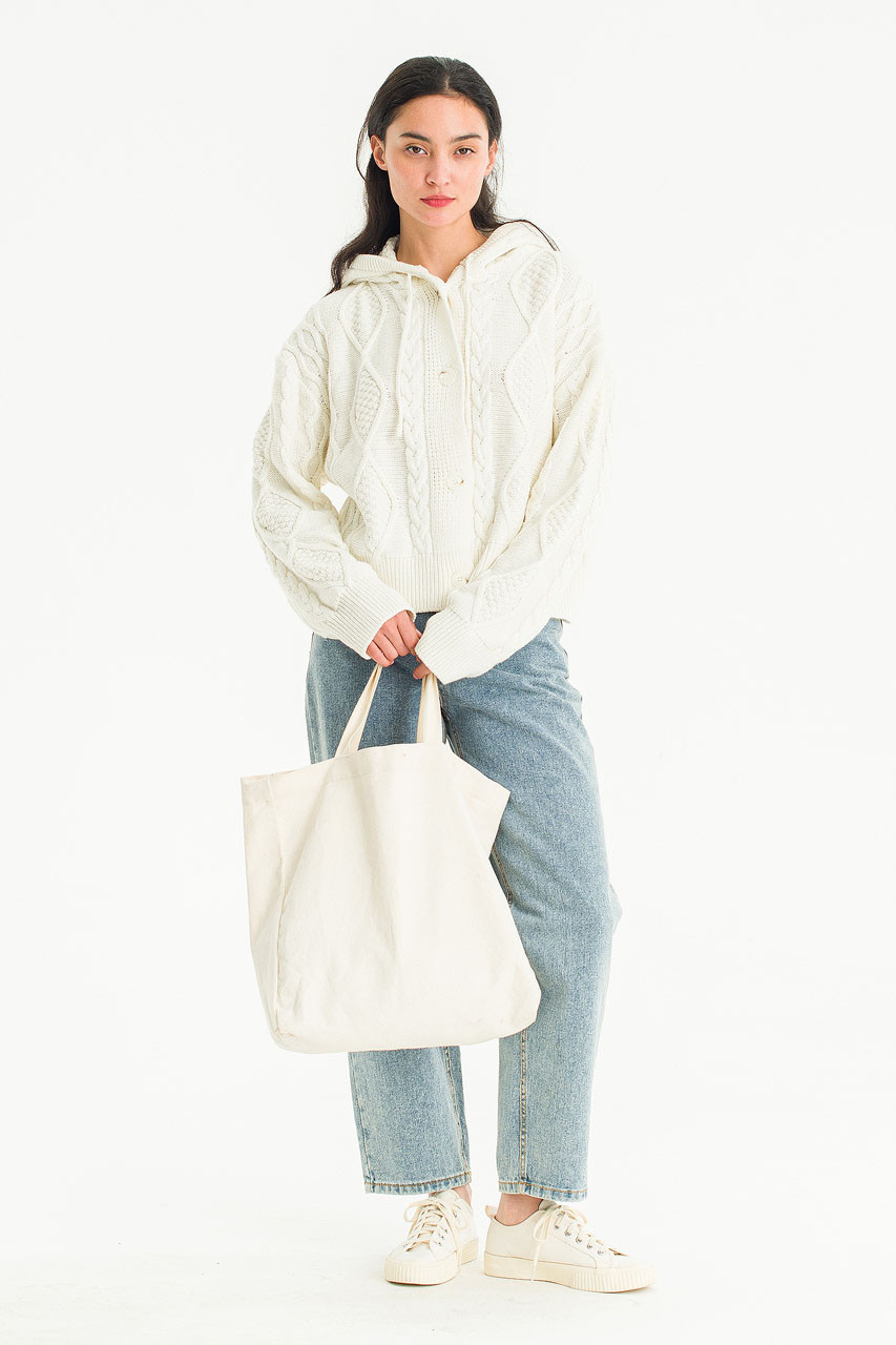 Eva Cable Hood Cardigan, Ivory