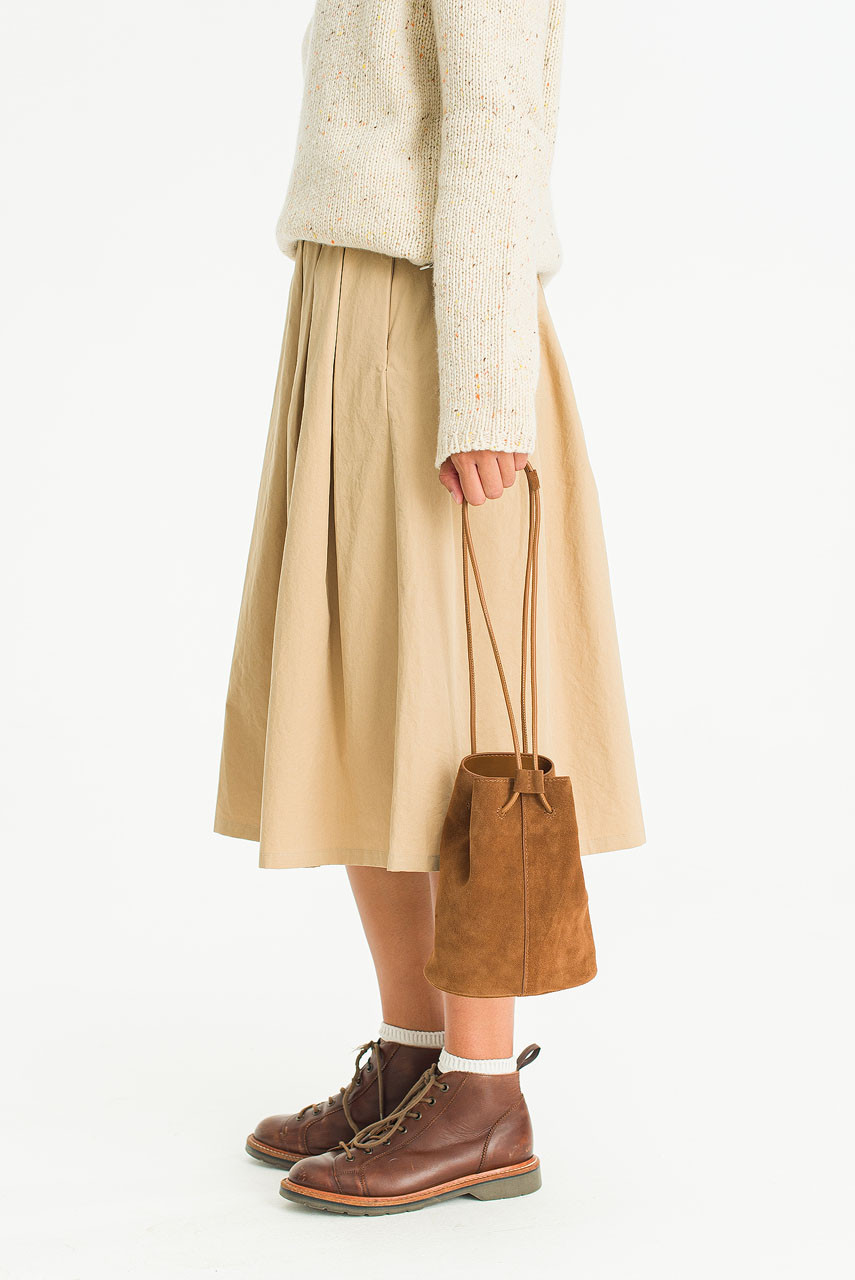 Lola Suede Mini Bucket Bag, Brown