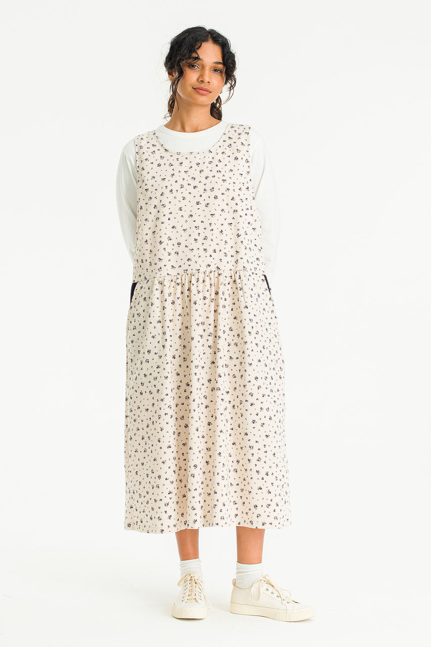 Fiona Cord Flower Print Dress, Ivory
