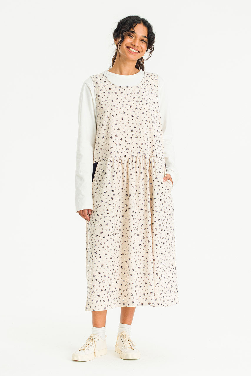 Fiona Cord Flower Print Dress, Ivory