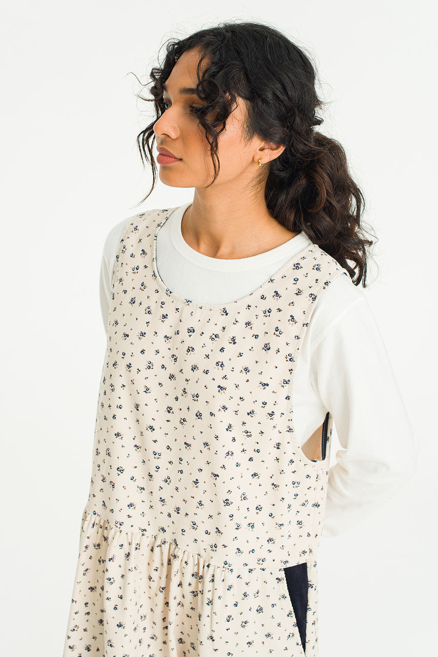 Fiona Cord Flower Print Dress, Ivory