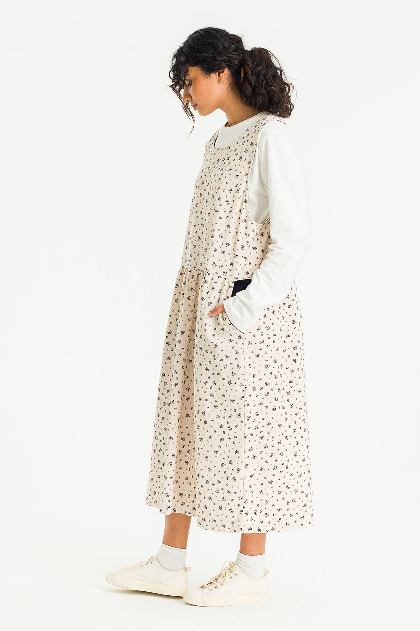 Fiona Cord Flower Print Dress, Ivory