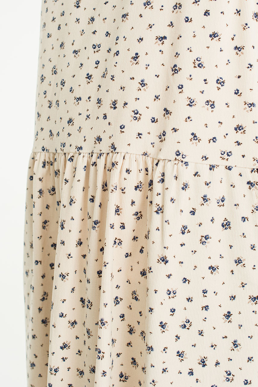 Fiona Cord Flower Print Dress, Ivory