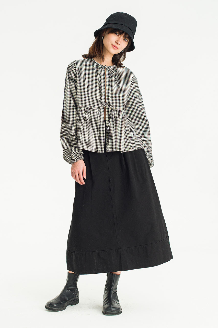 Oui Balloon Cotton Skirt, Black