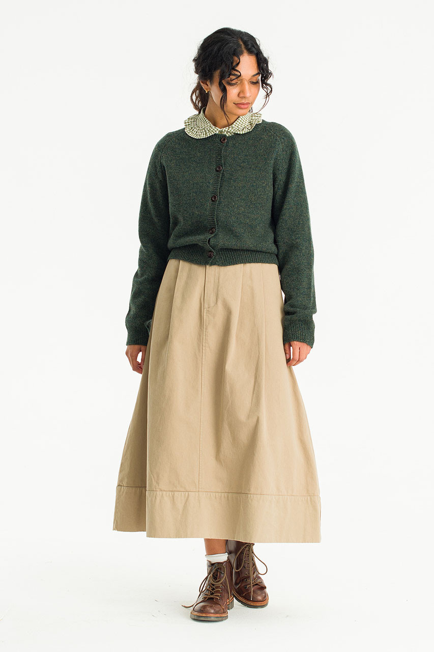 Oui Balloon Cotton Skirt, Beige