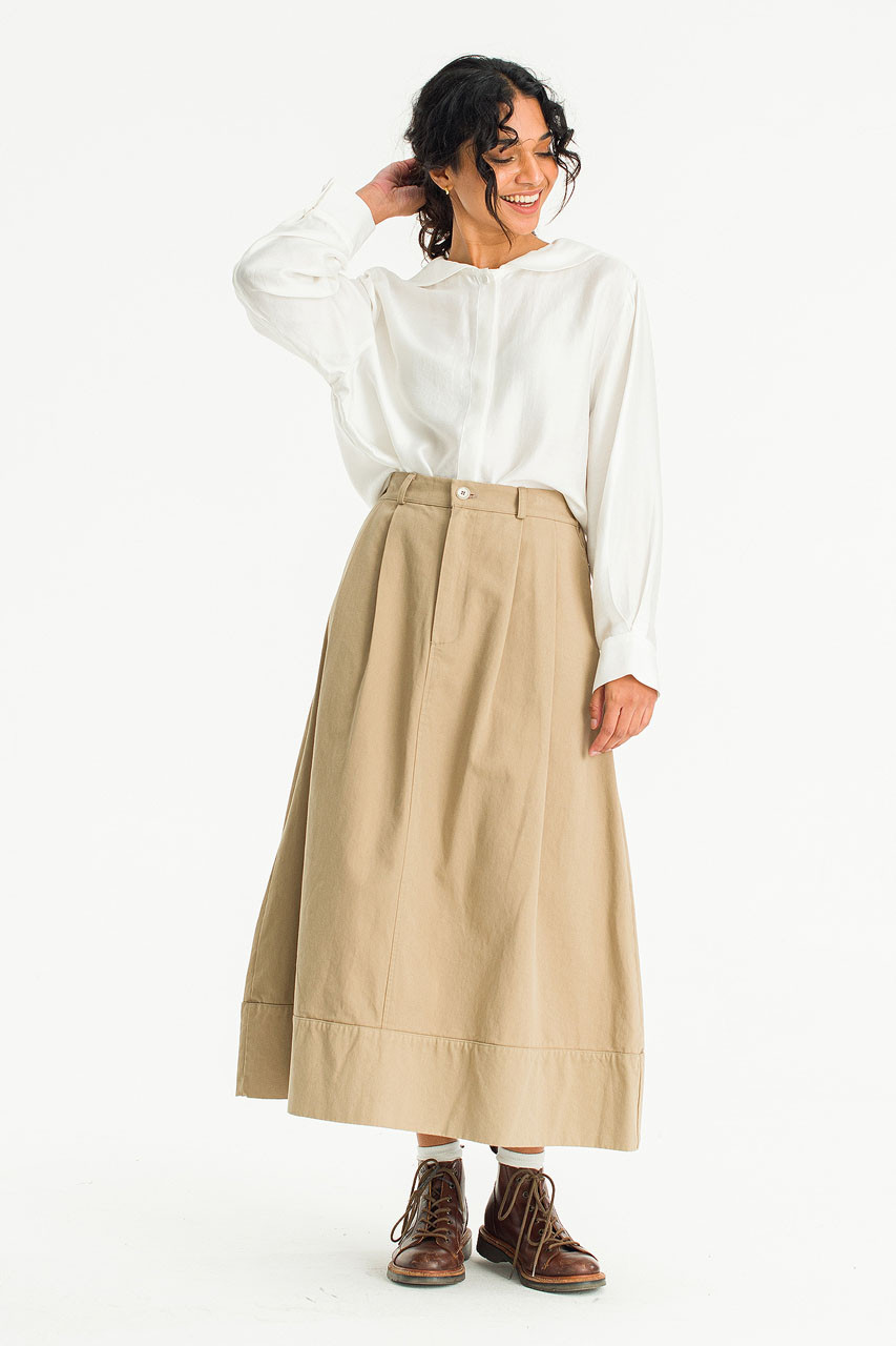 Oui Balloon Cotton Skirt, Beige