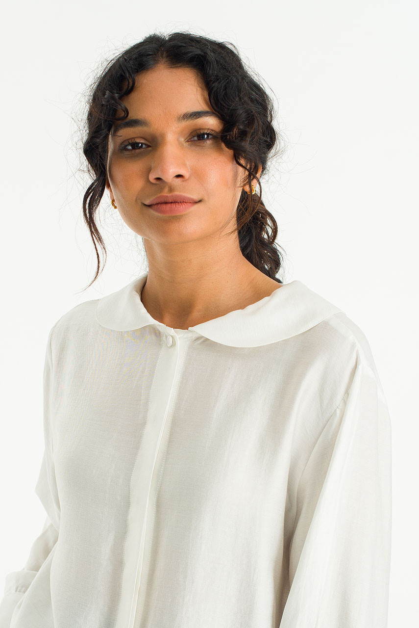 Bea Round Collar Blouse, Ivory