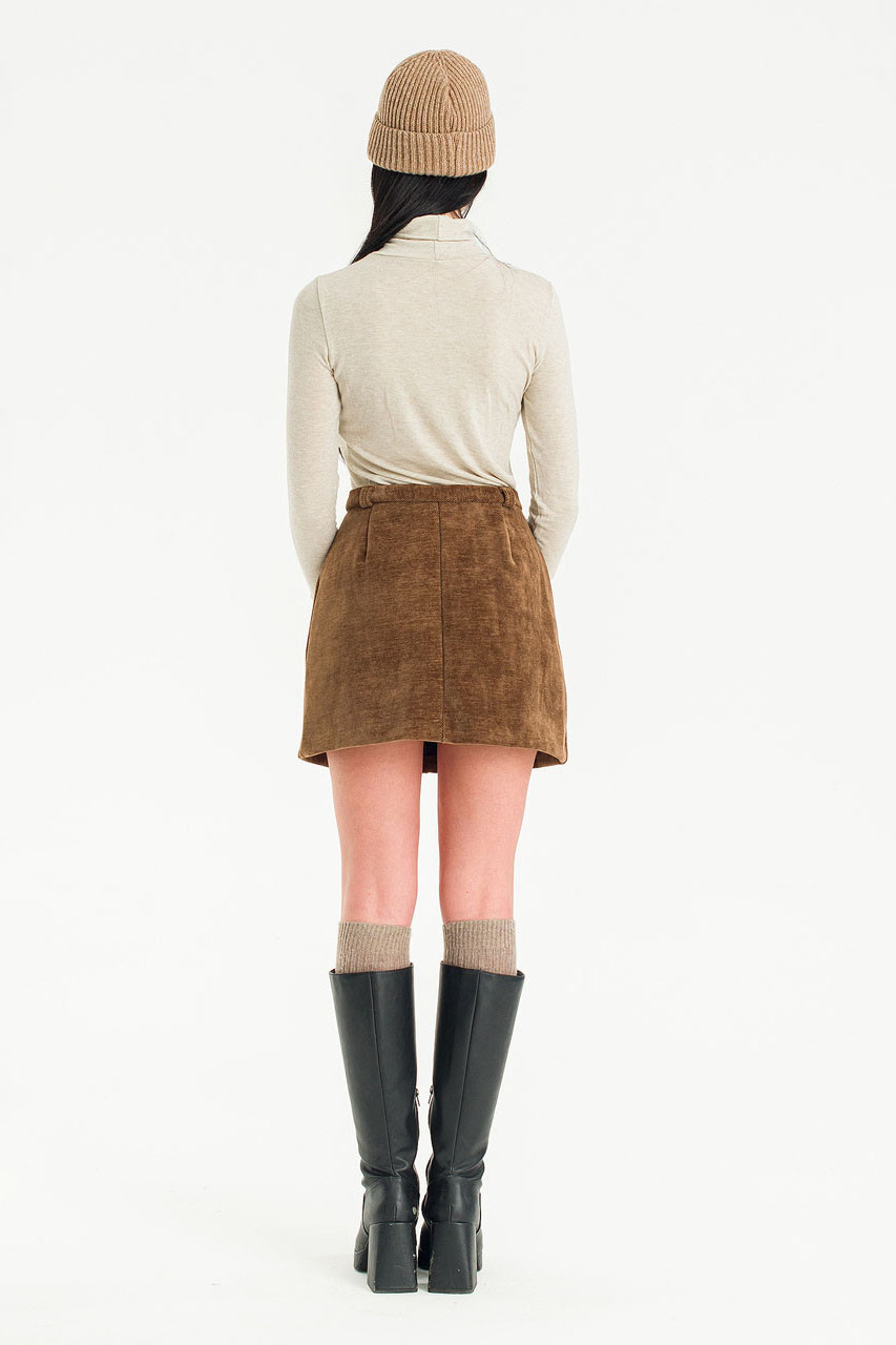 Velvety Mini Skirt, Brown