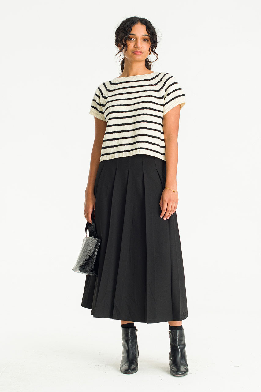 Matt Pleated Skirt, Black