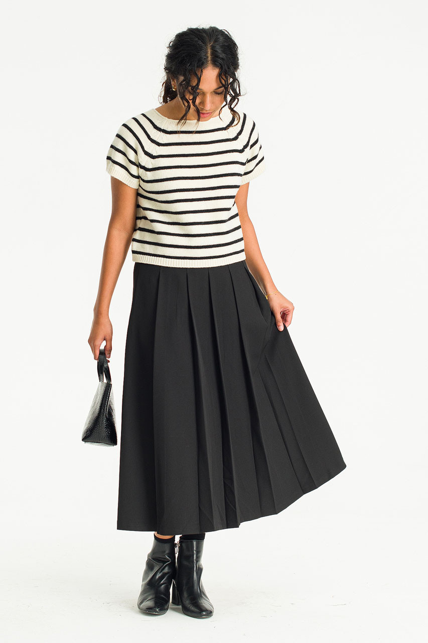 Matt Pleated Skirt, Black