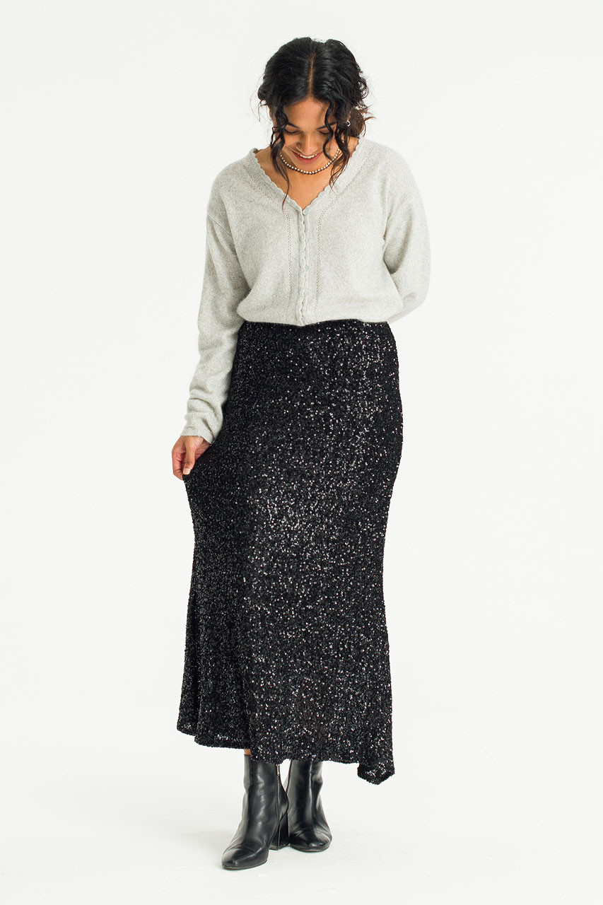 Twinkle Mid Length Skirt, Black