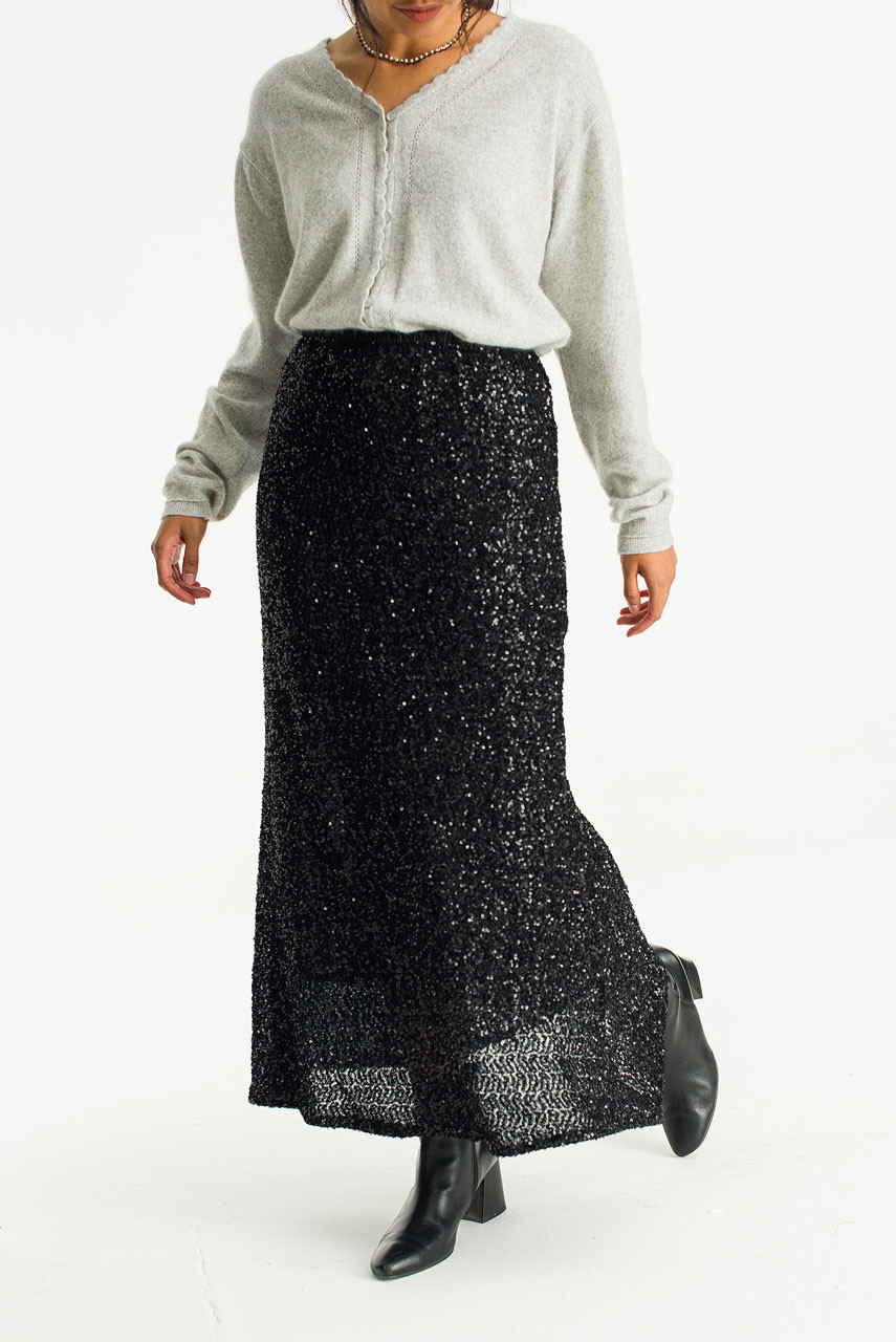 Twinkle Mid Length Skirt, Black