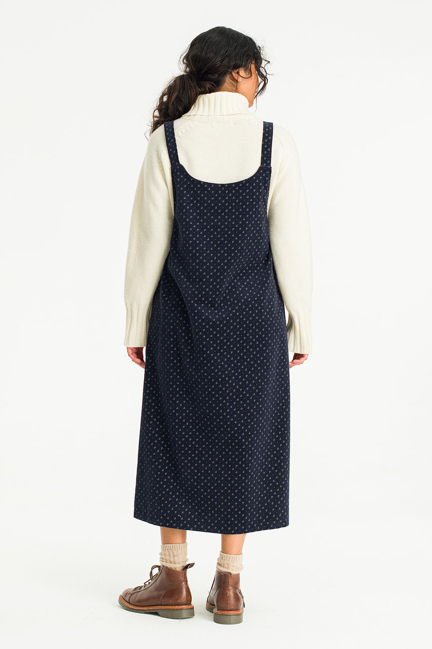 Hadi Cord Flower Apron Dress, Navy