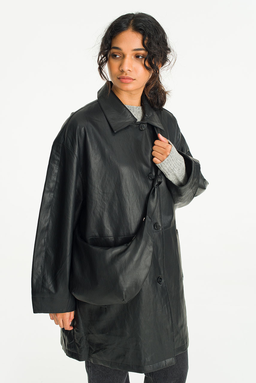 Akari Faux Leather Jacket & Bag, Black