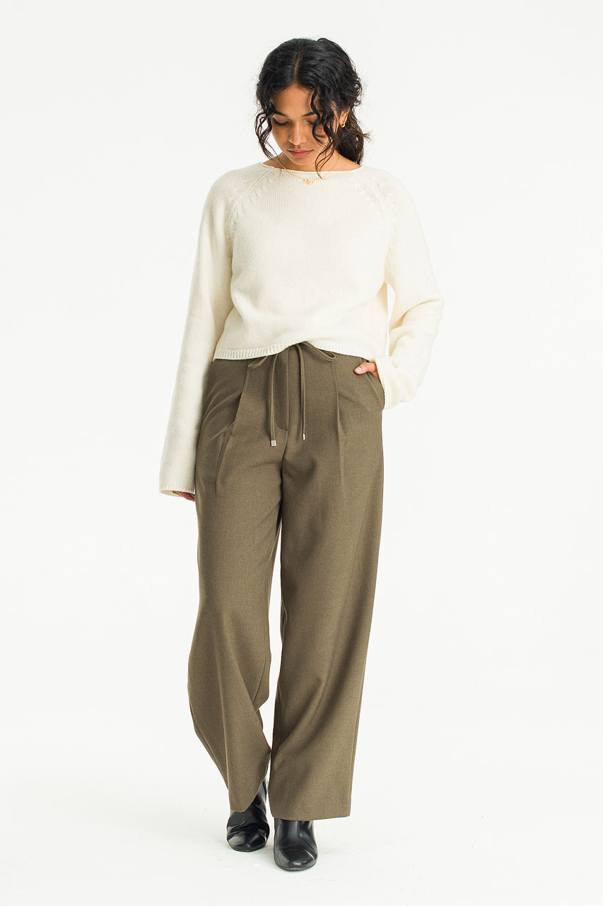 Aya Pleated Slacks, Khaki
