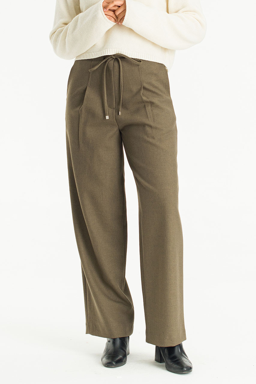 Aya Pleated Slacks, Khaki
