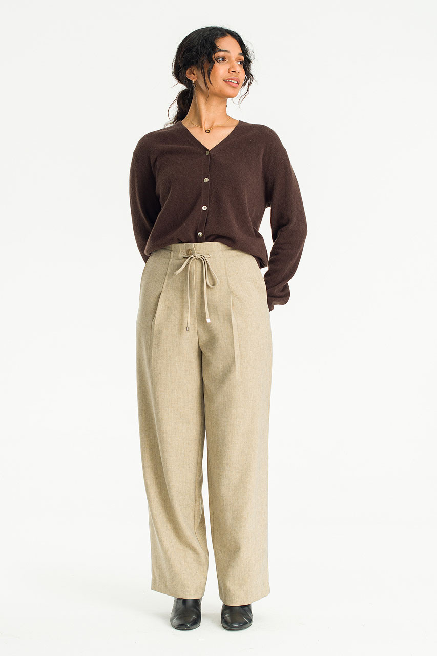 Aya Pleated Slacks, Beige