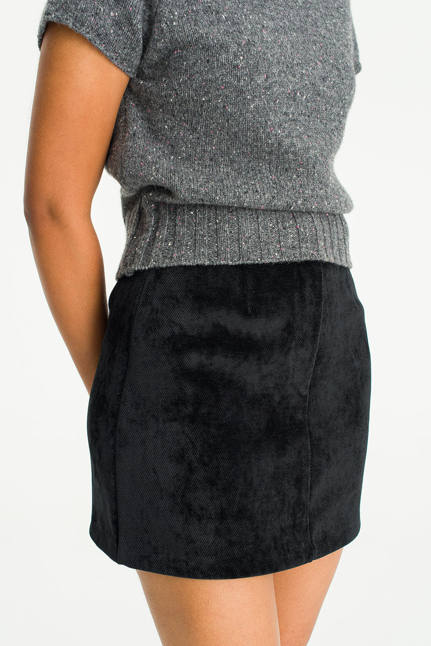 Velvety Mini Skirt, Black