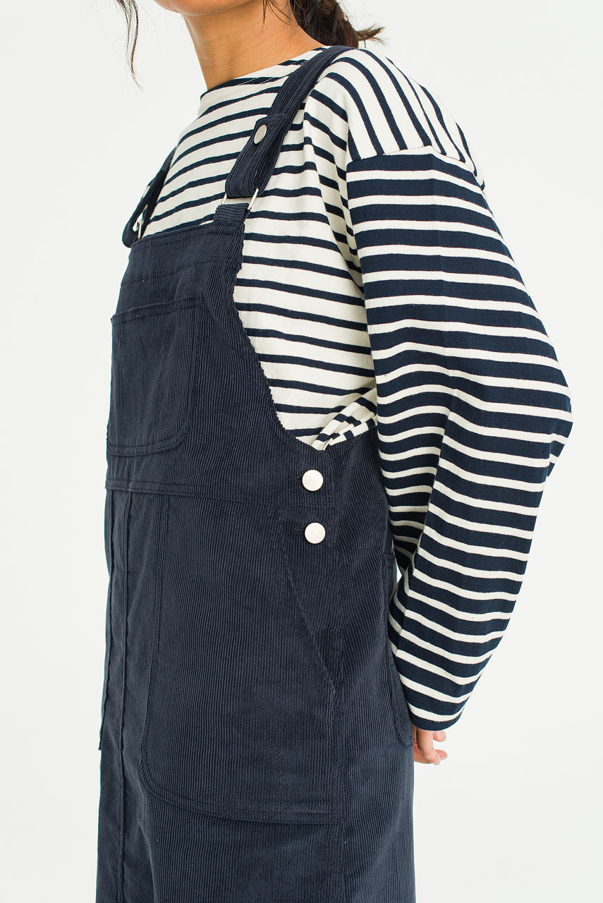Kaiya Cord Dungaree Dress, Navy