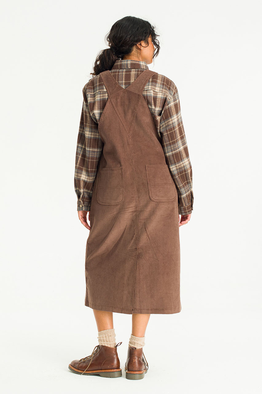 Kaiya Cord Dungaree Dress, Brown