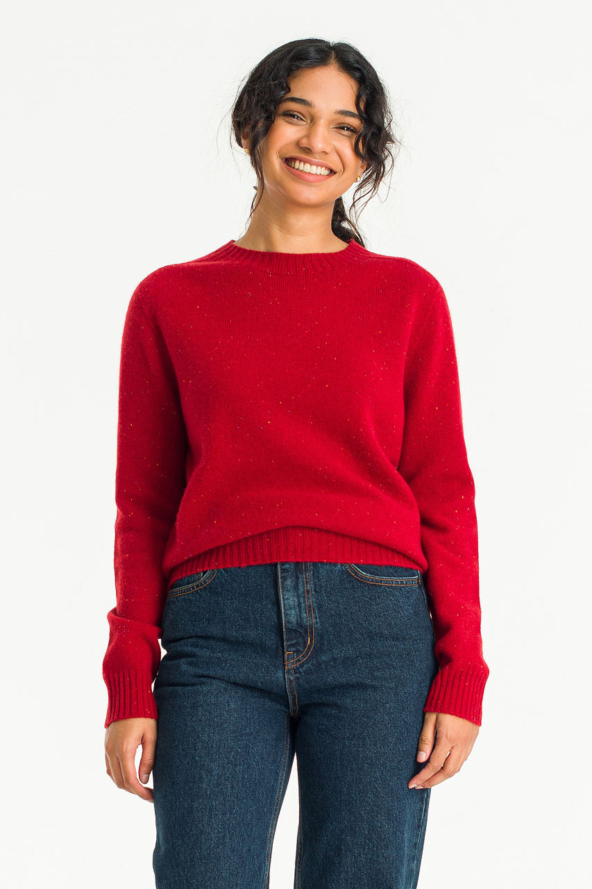 Tsumugi Boucle Seamless Jumper, Red