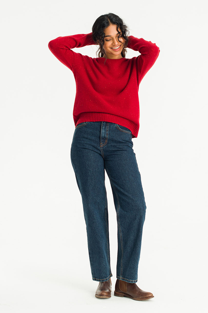 Tsumugi Boucle Seamless Jumper, Red