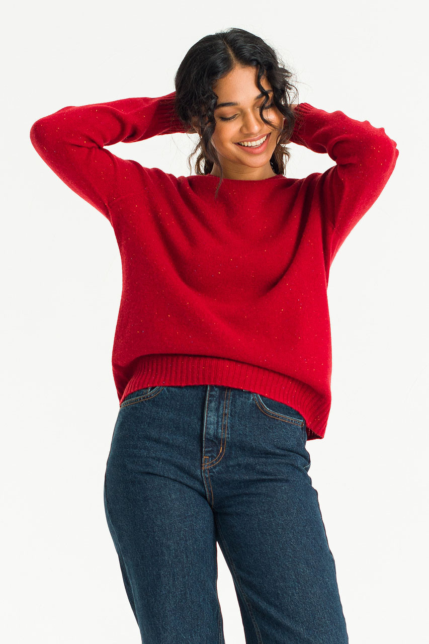 Tsumugi Boucle Seamless Jumper, Red