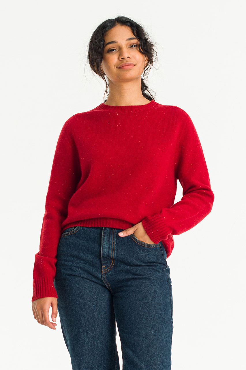 Tsumugi Boucle Seamless Jumper, Red