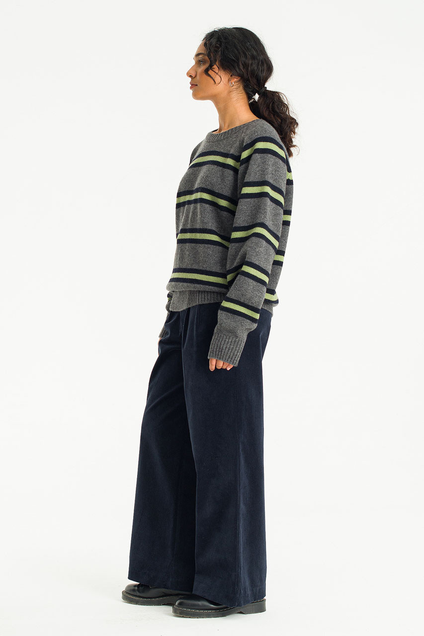 Himari Wool Stripe Jumper, Charcoal