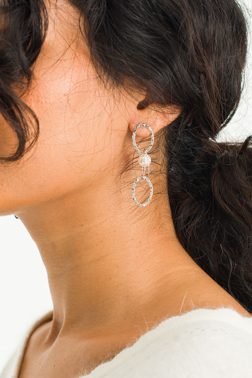 Giselle Pearl Point Earrings, Silver