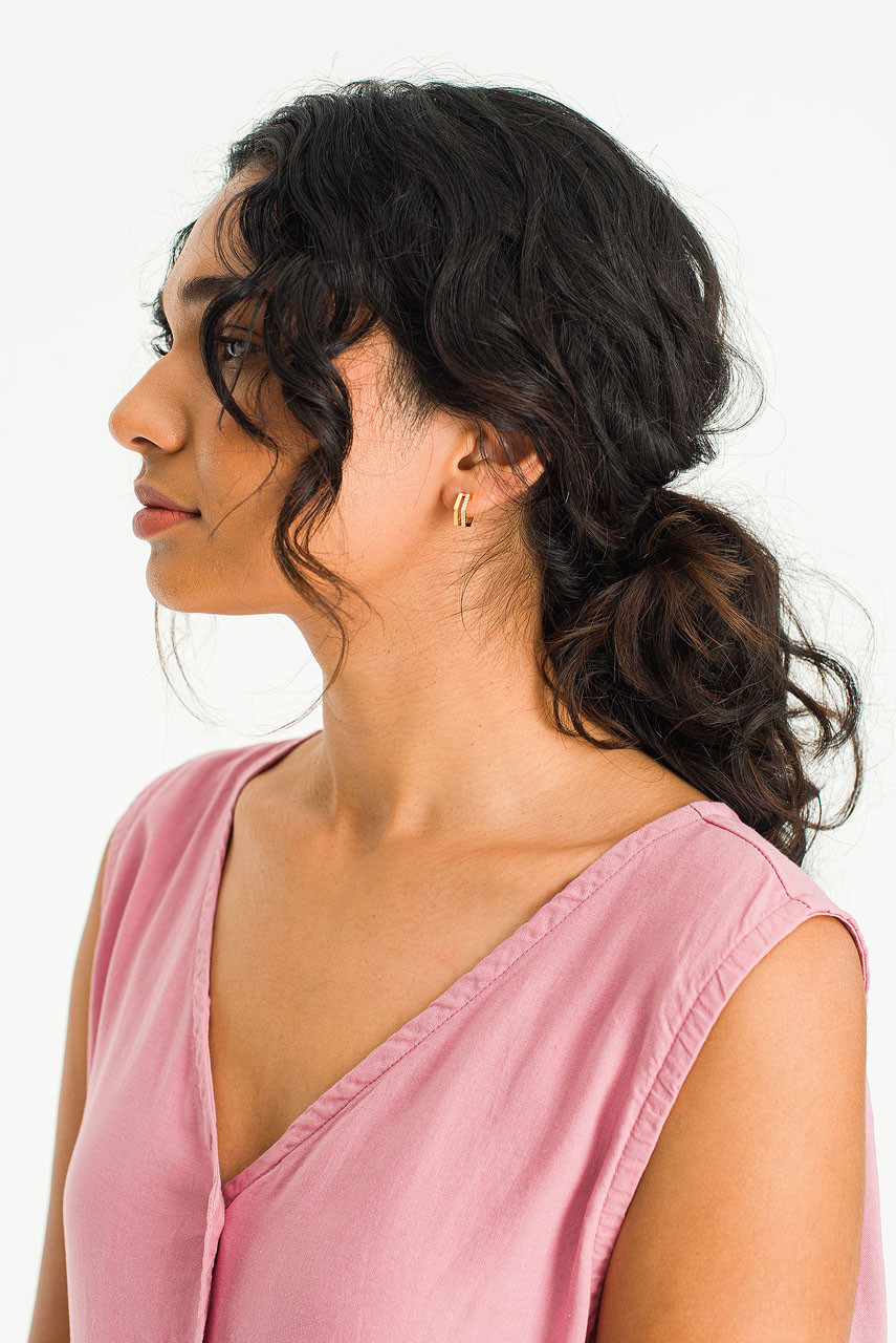 Rose Hexagon Earrings, Gold