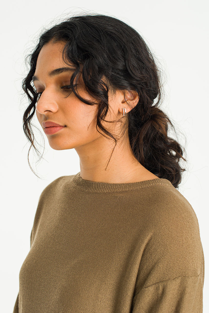 Rose Hexagon Earrings, Silver