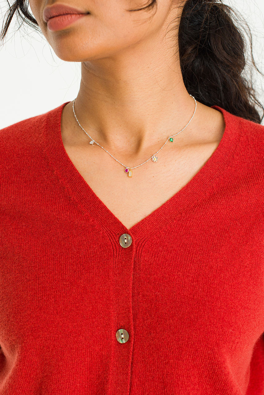 Multi Gem Necklace, Silver