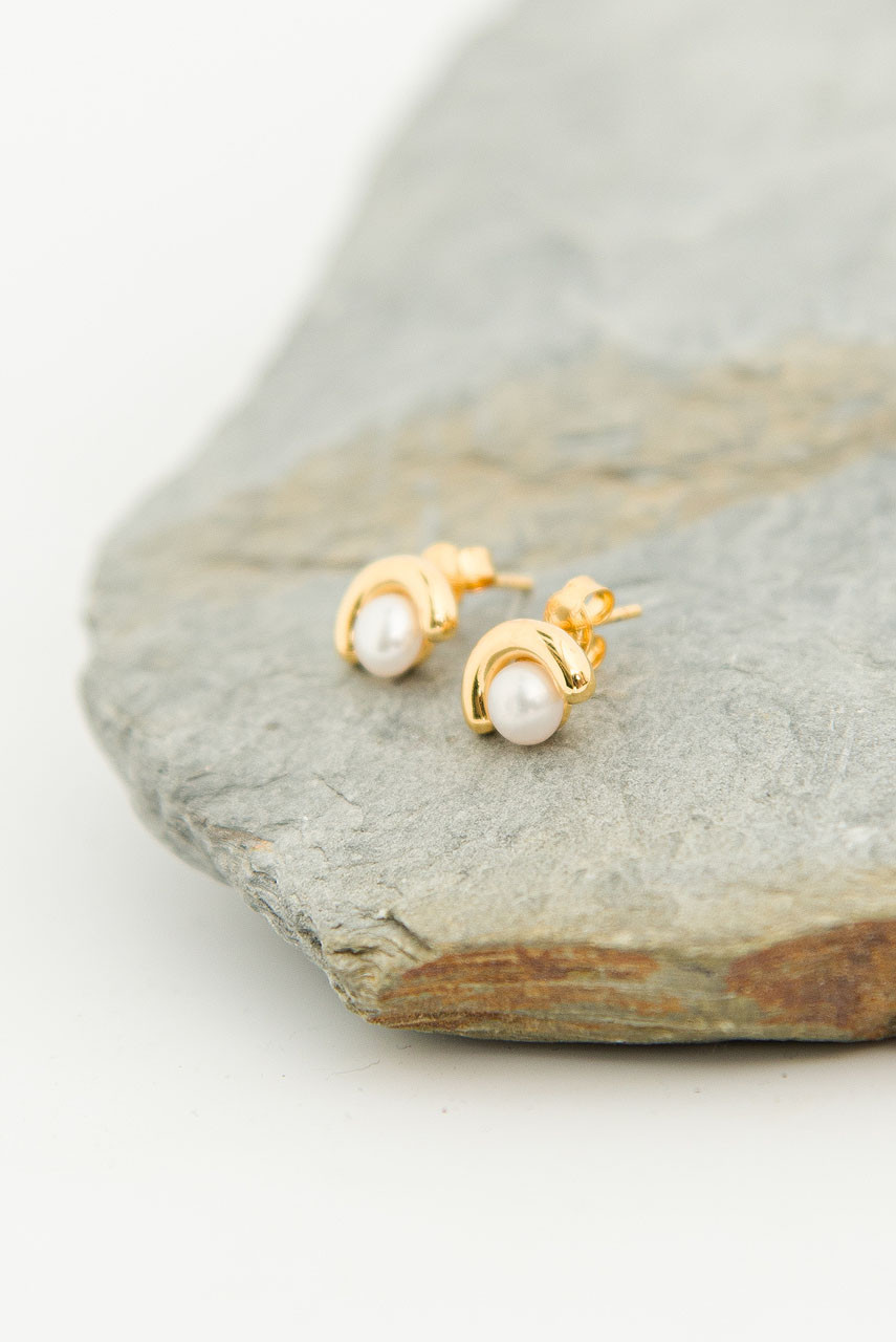 Reika Pearl Earrings, Gold