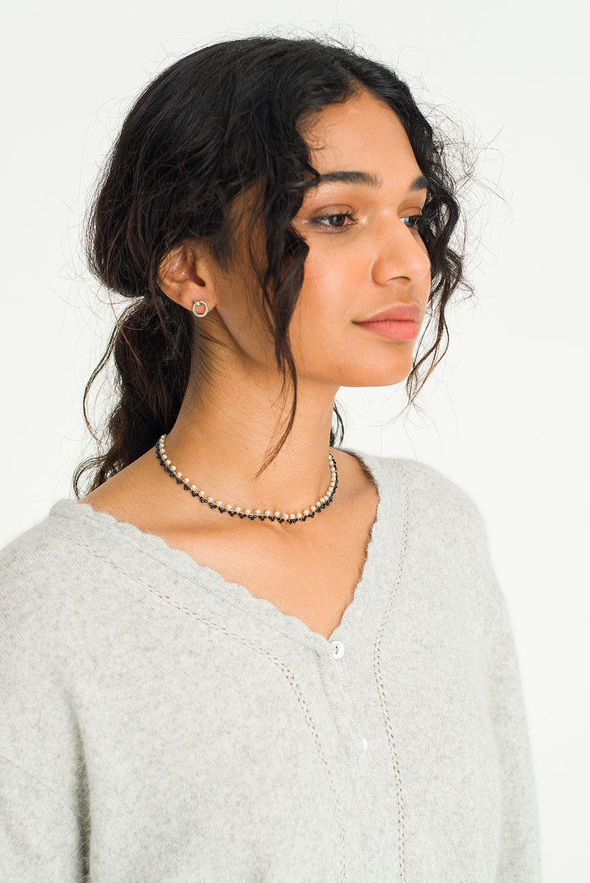 Beatrice Necklace, Silver/Black