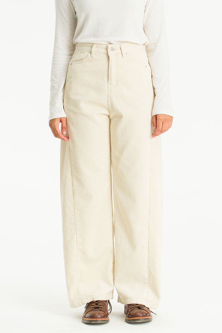 Momo Cord Wide Pants, Cream