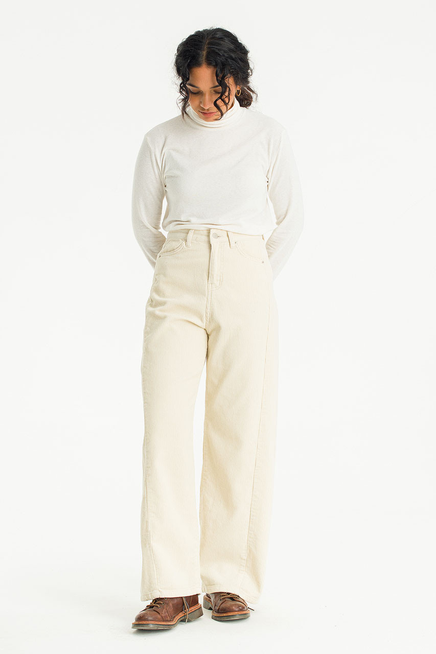 Momo Cord Wide Pants, Cream