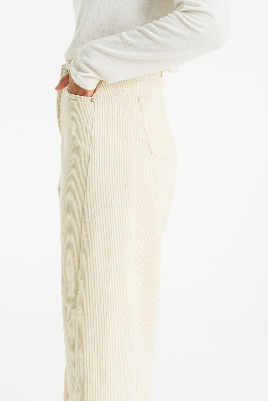 Momo Cord Wide Pants, Cream