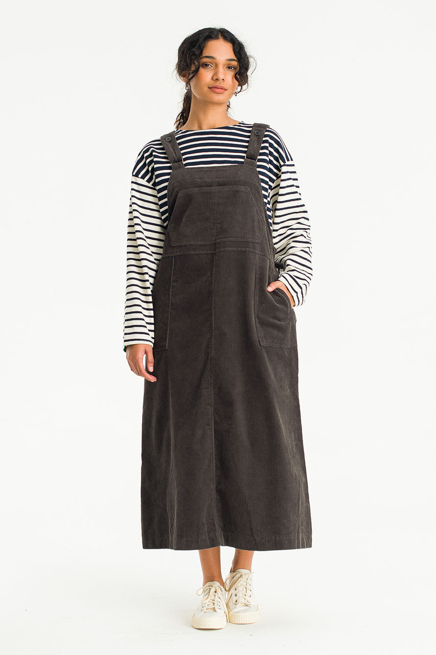 Jenni Cord Apron Dress, Charcoal