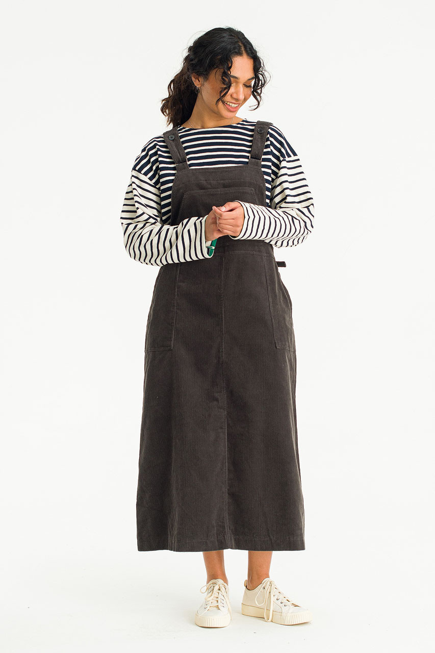 Jenni Cord Apron Dress, Charcoal