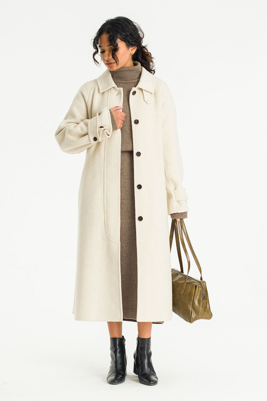 Aya Seamless Two Way Neck Coat, Ivory