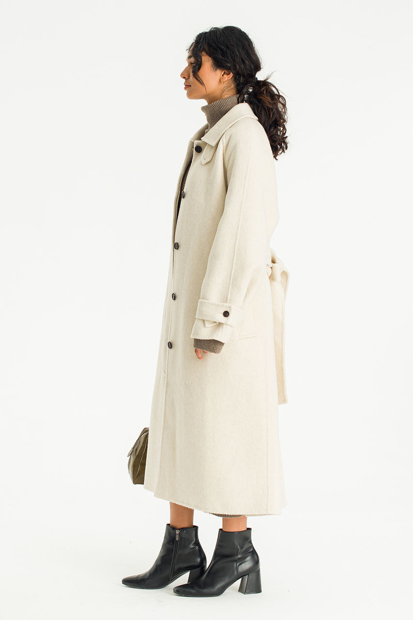 Aya Seamless Two Way Neck Coat, Ivory