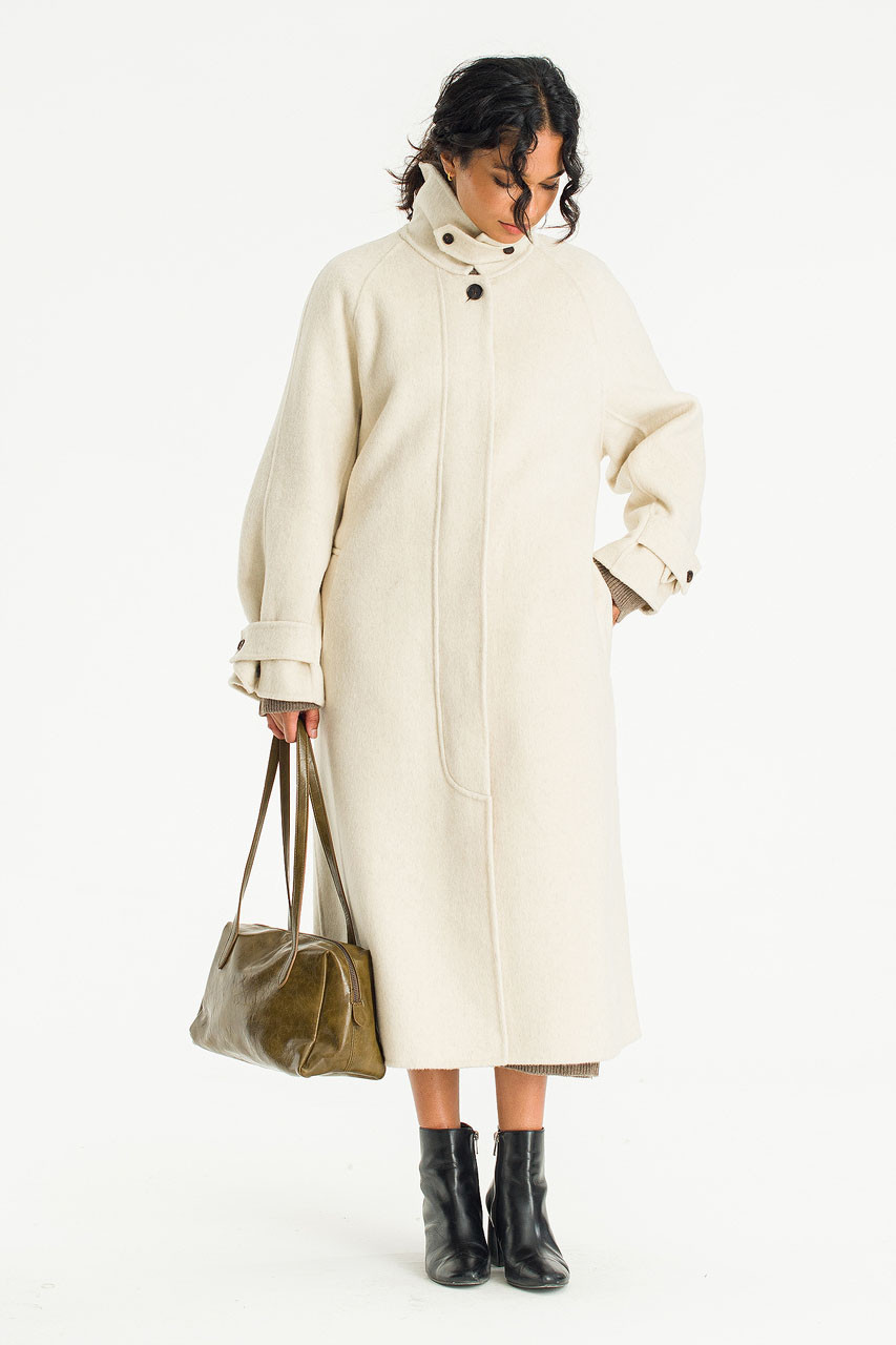 Aya Seamless Two Way Neck Coat, Ivory