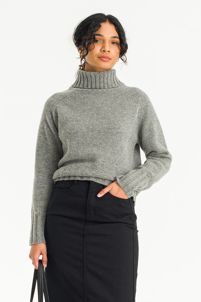 Simple Roll Neck Jumper, Grey