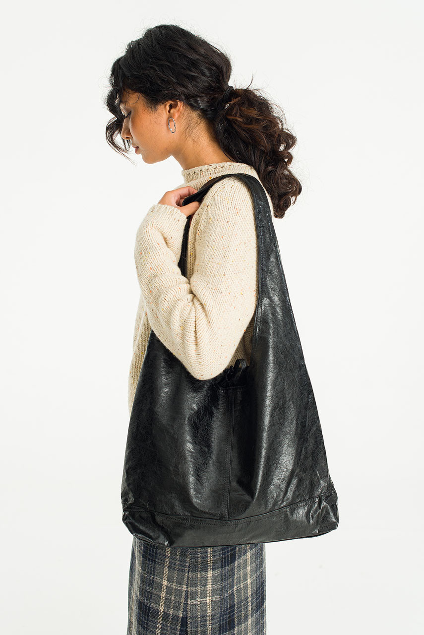 Ribbon Detail Hobo Bag, Black
